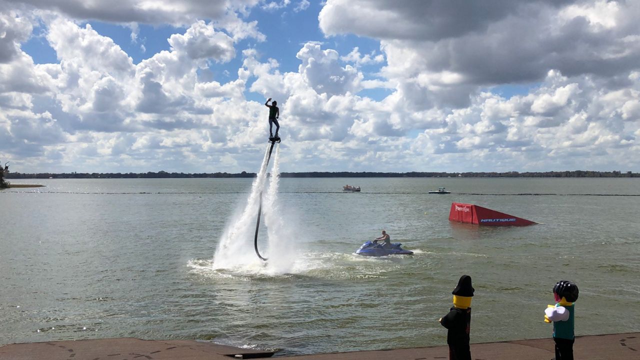 Legoland's new Brickbeard’s Watersports Stunt Show is performed multiple times daily, part of the new offerings marking the park's 10th anniversary. (Ashley Carter/Spectrum News)