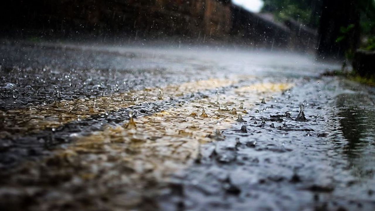 Rain on a road