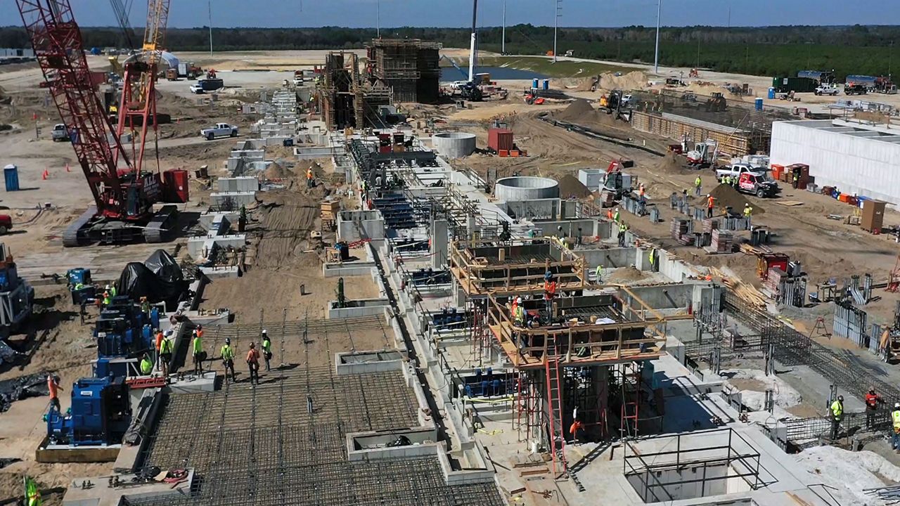 Construction underway at the future Nucor Florida steel plant in Frostproof. (Spectrum Bay News 9)