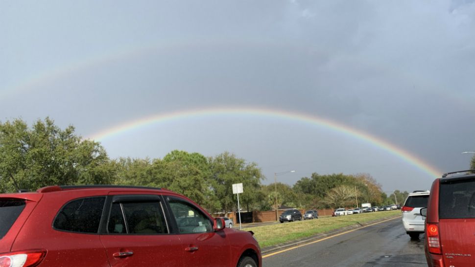 Double rainbow over the Dr. Phillips neighborhood of Orlando after heavy rains. (Anthony Leone/Spectrum News 13)