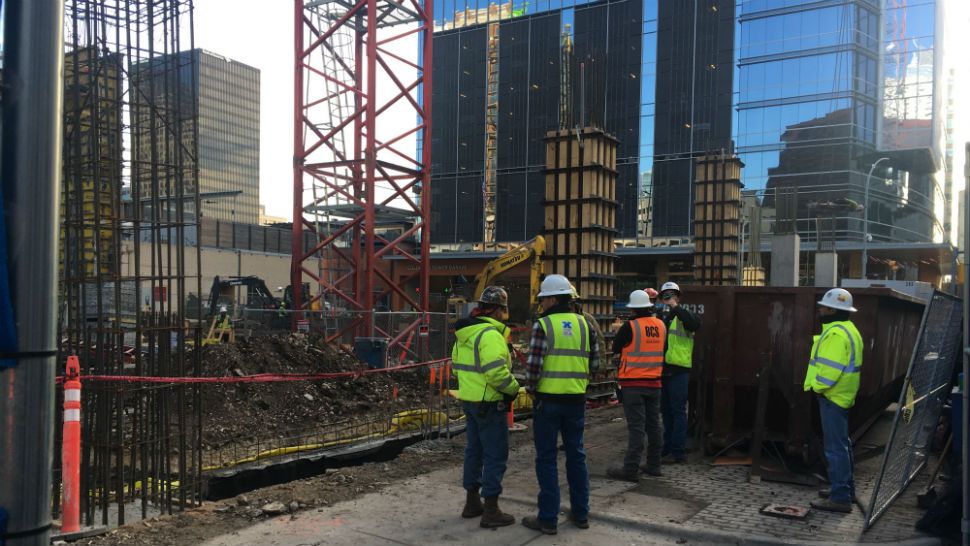 A person was rescued from a high-angle at a construction site on Colorado Street on February 12, 2019. (Spectrum News)