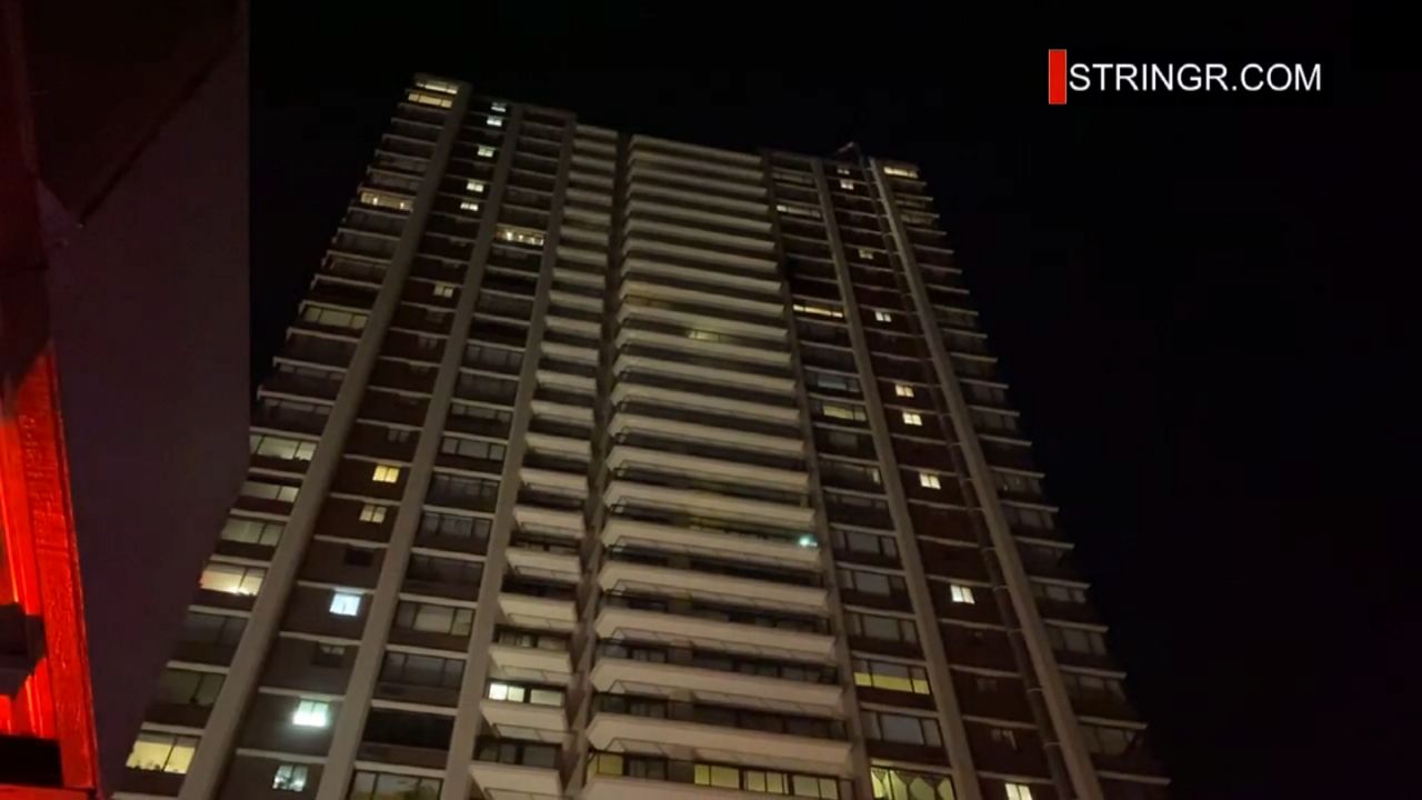 FDNY battles high rise fire Upper East Side Manhattan NYC
