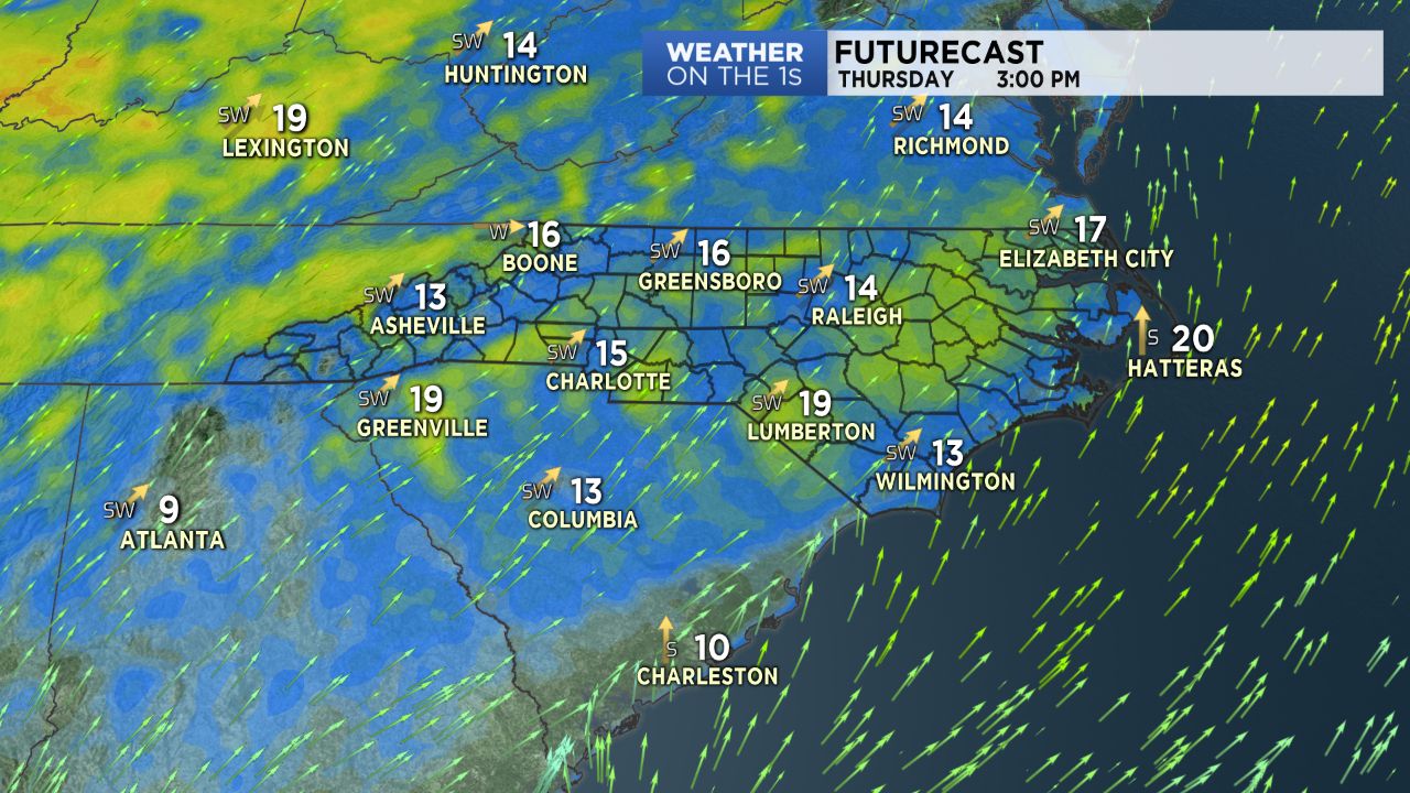 Warm and breezy Thursday weather