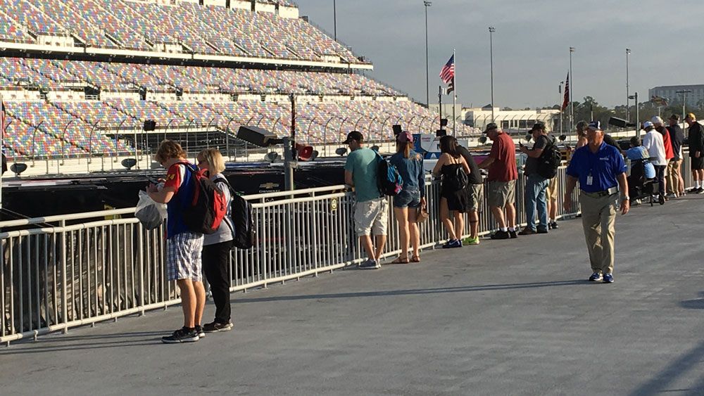 Race fans are starting to walk into Daytona International Speedway ahead of the Daytona 500. (Krystel Knowles, Spectrum News)