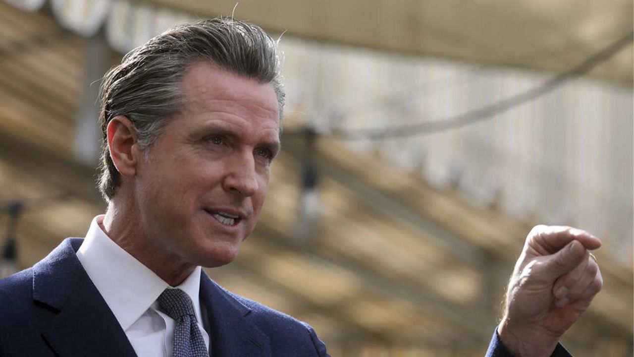 California Gov. Gavin Newsom speaks at a press conference on Wednesday, Feb. 9, 2022, in Oakland, Calif. (Aric Crabb/Bay Area News Group via AP, File)