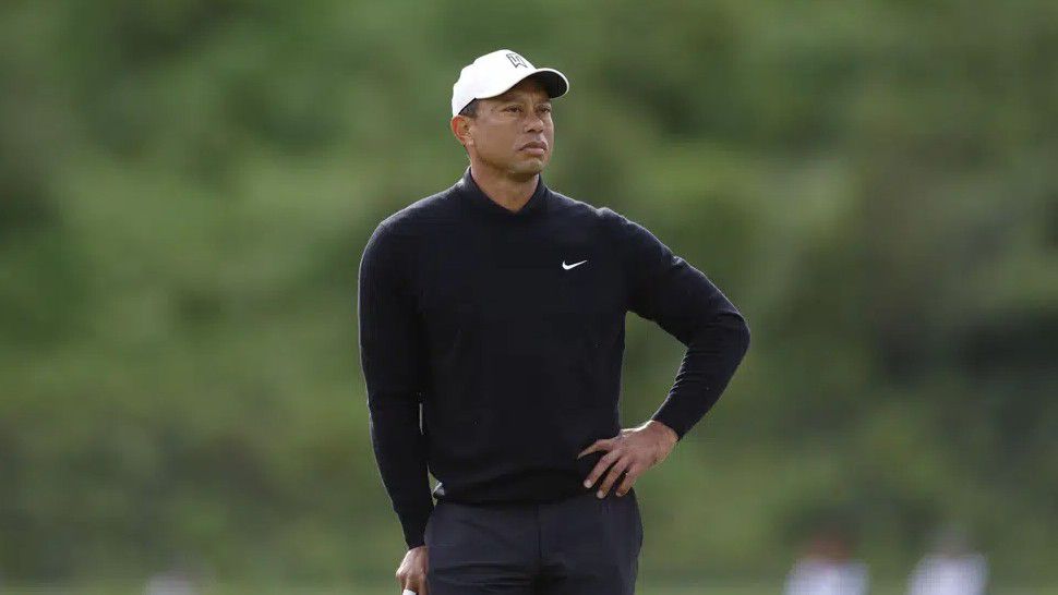 Tiger Woods waits for his turn in play during the second round of the Genesis Invitational golf tournament at Riviera Country Club, Friday, Feb. 17, 2023, in the Pacific Palisades area of Los Angeles. (AP Photo/Ryan Kang)