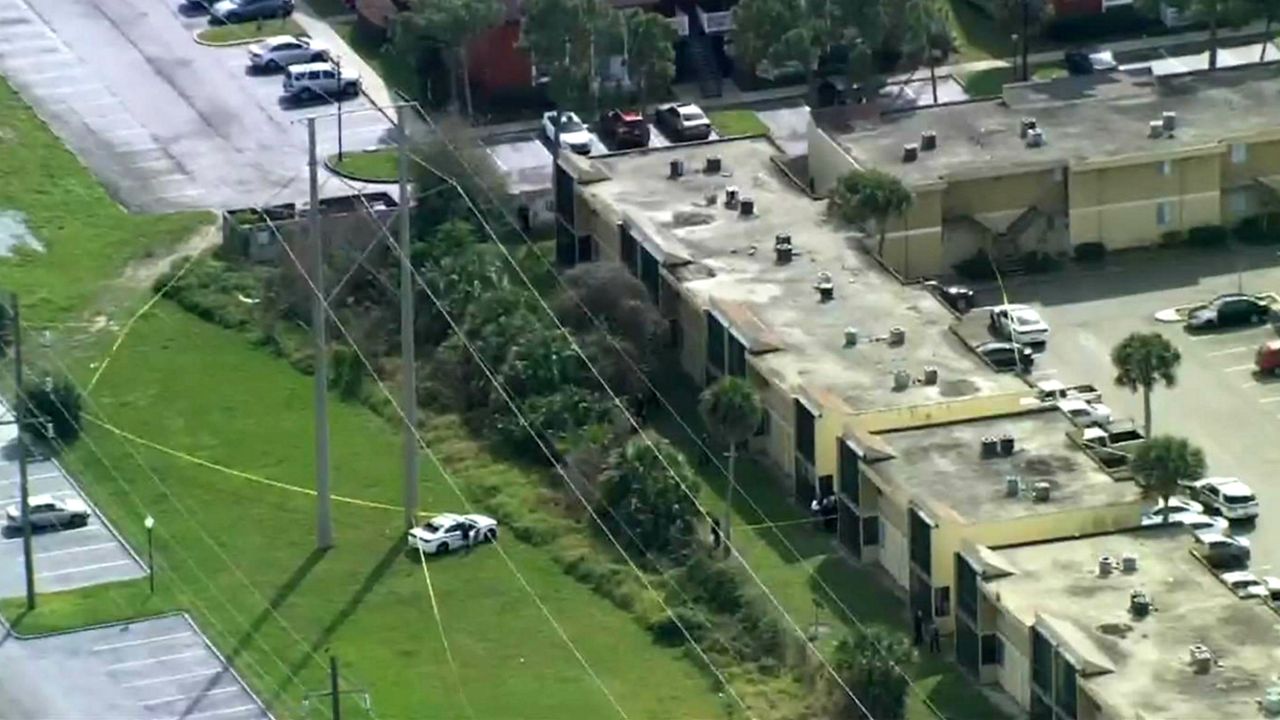 Orlando Police investigate a shooting involving their officers near the Summerfield Apartments off Kirkman Road. (Sky 13)