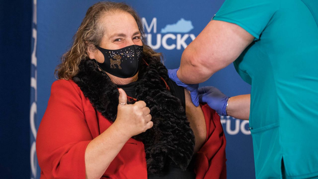 Virginia Moore served as the ASL interpreter for Gov. Andy Beshear during his daily press briefings at the height of the pandemic. (Spectrum News 1)