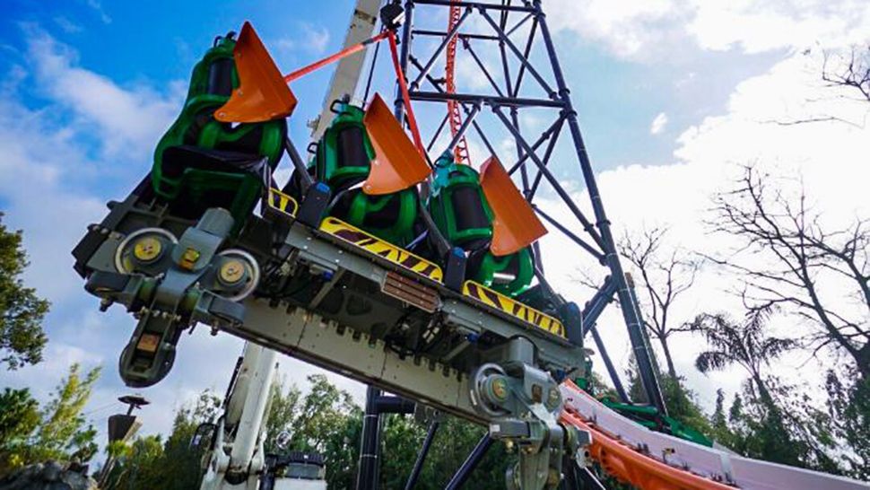 The ride vehicle for Busch Gardens' newest coaster Tigris has arrived. The ride is set to open this spring. (Courtesy of Busch Gardens Tampa Bay)