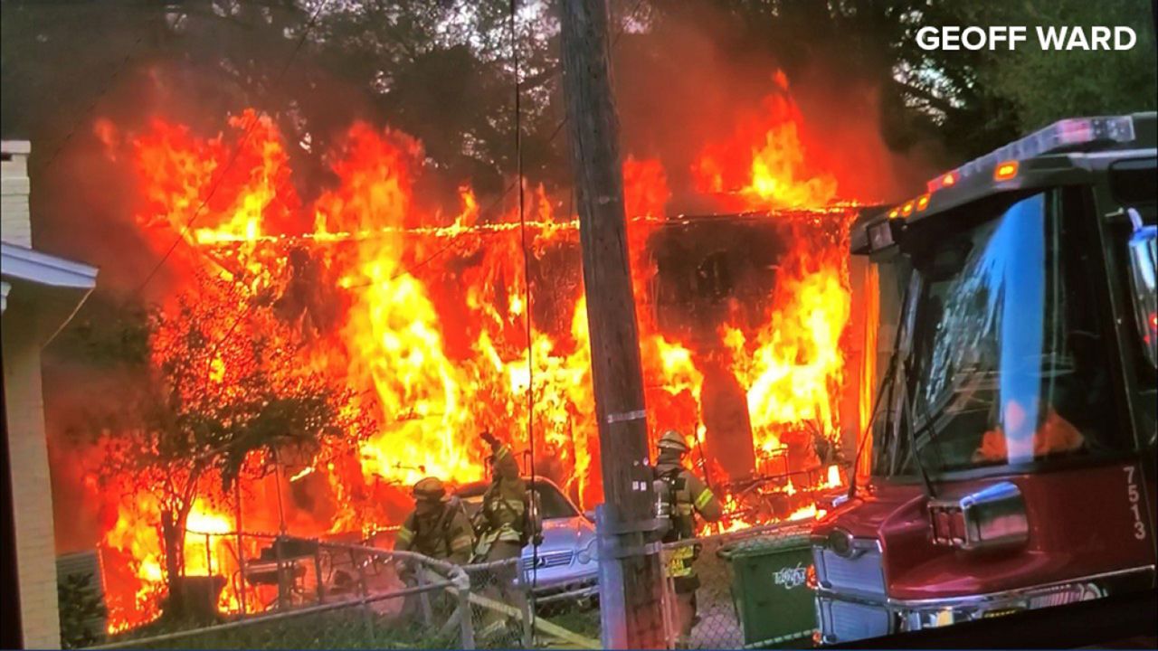 Tampa Fire Rescue personnel fight a house fire on Wednesday, February 19, 2020. (Courtesy: Geoff Ward)