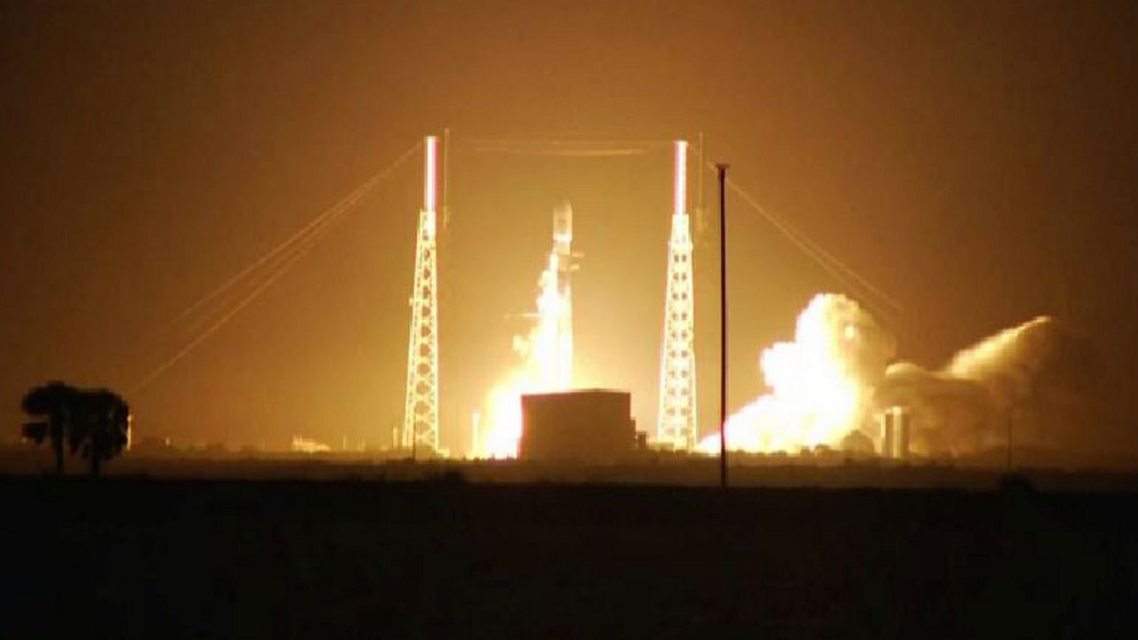 The Falcon 9 rocket carrying 3 payloads launched from the Cape Canaveral Air Force Station Thursday night. (Spectrum News image)