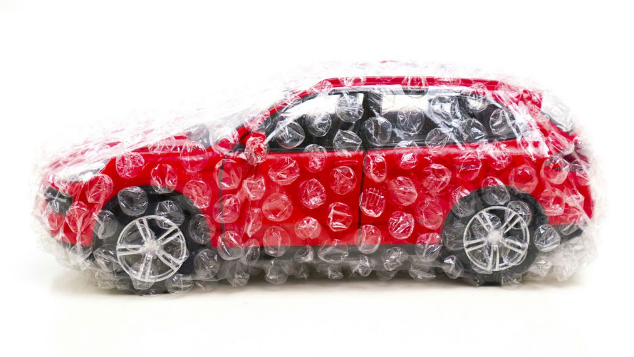 Car in bubble wrap