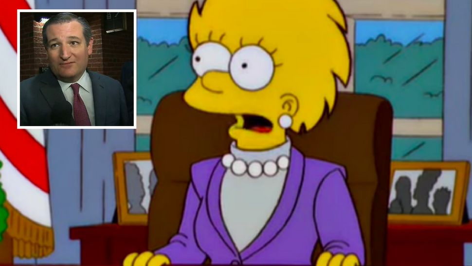 FILE- Sen. Ted Cruz. Screenshot from "Bart to the Future" episode of the Simpsons.
