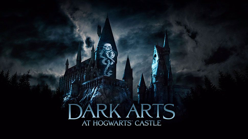 Concept art of Dark Arts at Hogwarts Castle, a new projection show coming to Universal Orlando. (Courtesy of Universal)