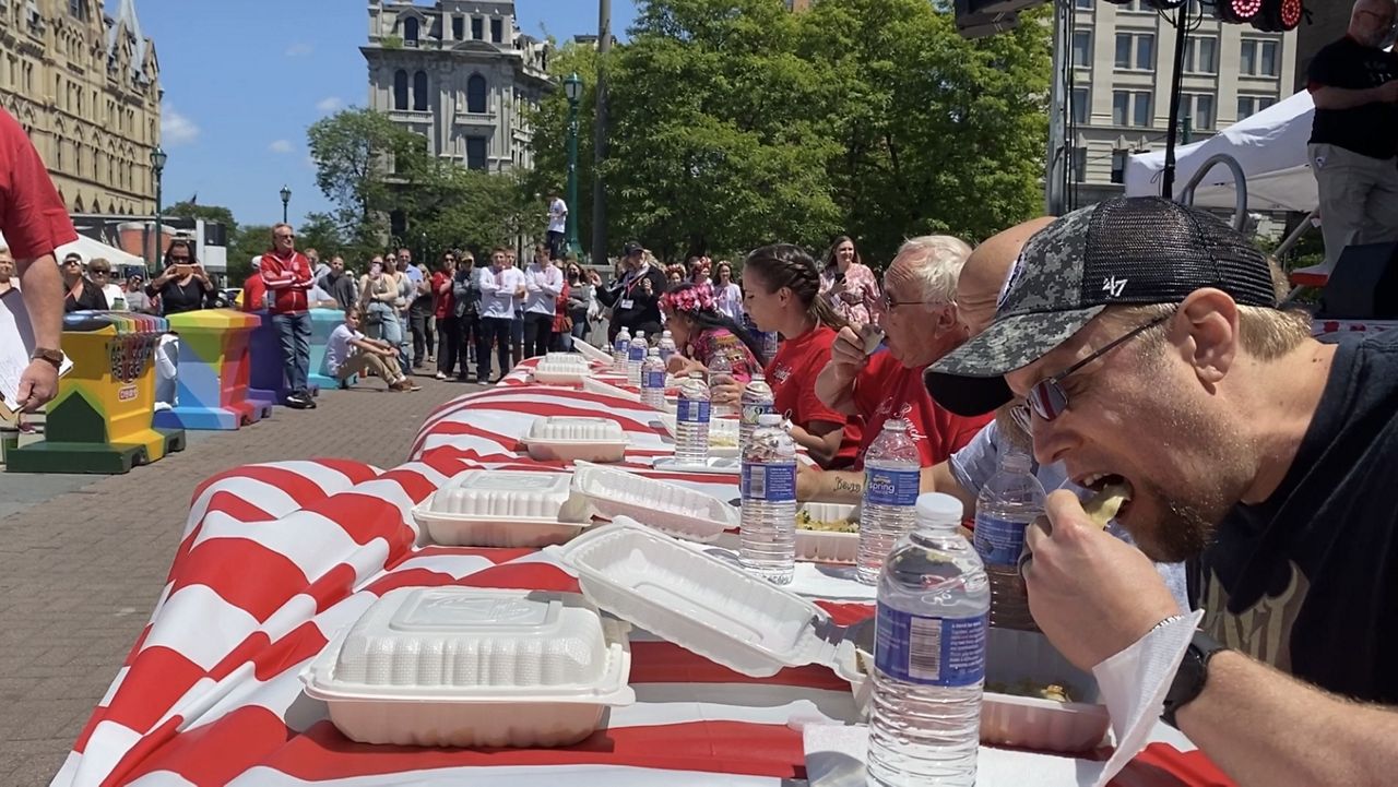 Pierogi eating contest at Clinton Square's Polish Festival