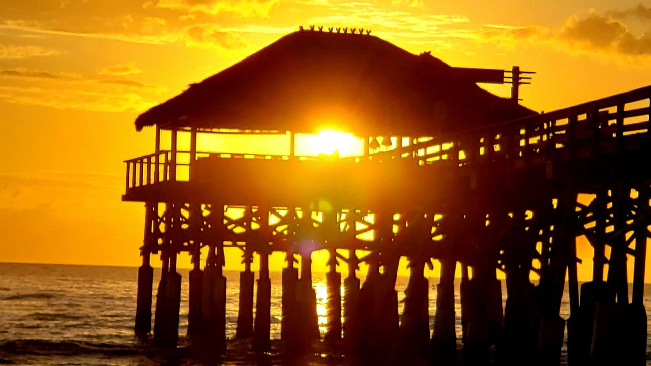 Submitted via the Spectrum News 13 app: The sun was blazing behind the Cocoa Beach Pier on Monday, March 2, 2020. (Photo courtesy of Steve Jones, viewer)