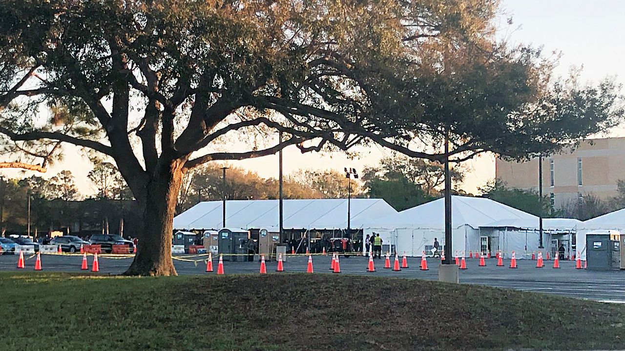 Friday is the first full day all teachers and staff, regardless of age, can get vaccinated at the Orlando FEMA vaccination site at Valencia College West Campus. (Rebecca Turco/Spectrum News 13)