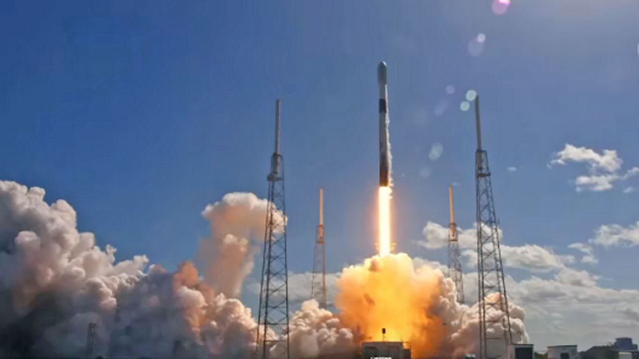 The Falcon 9 rocket lifted off from Space Launch Complex 40 at Cape Canaveral Space Force Station on Thursday afternoon, as it sends 40 OneWeb satellites into low-Earth orbit. (SpaceX)