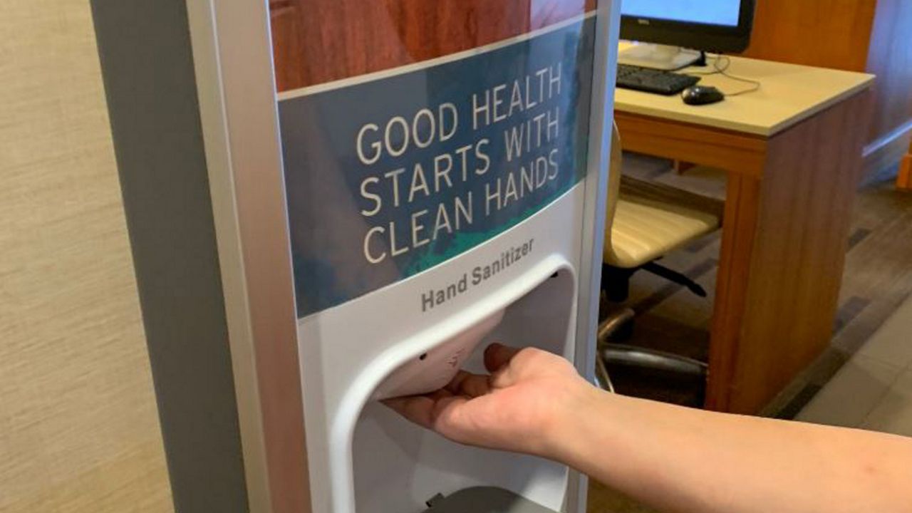 Many places in Florida, like hotels, have installed hand sanitizer dispensers for guests and visitors to help stop the spread of the coronavirus. (Anthony Leone/Spectrum News)