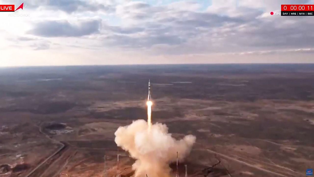 The mission to send three people, including NASA astronaut Tracy C. Dyson, to the International Space Station took place on Saturday, March 23, 2024. The Soyuz spacecraft and rocket left the launch pad at Baikonur Cosmodrome in Kazakhstan and will dock with the ISS on Monday, stated NASA. (NASA)