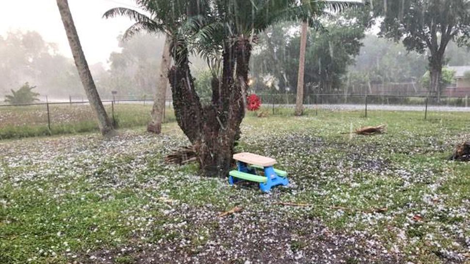 Cocoa saw some hail on Wednesday, March 27, 2019. (Courtesy of viewer Elizabeth Cunningham)