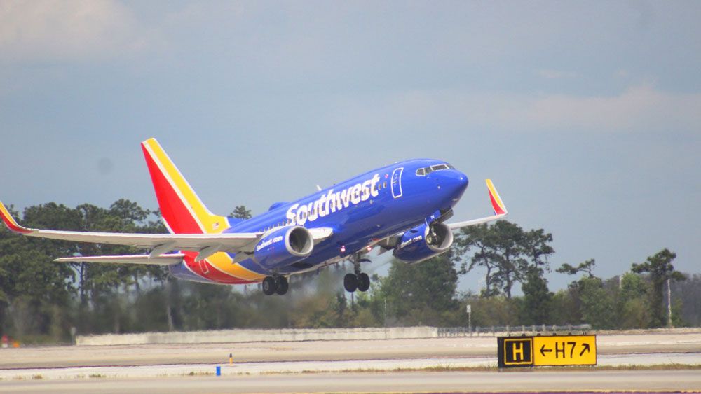 A Southwest Airlines plane at Orlando International Airport. (Greg Angel, Spectrum News)