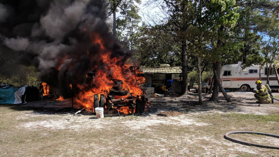 The fire happened just after 12:30 p.m. in the 7200 block of Cortez Boulevard. (Hernando County Fire Rescue)