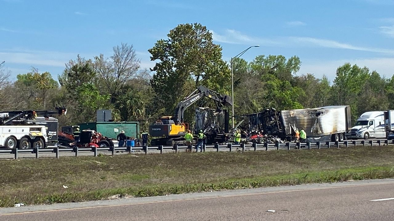 The crashes occurred in both the northbound and southbound lanes of Interstate 95 in Volusia County on Thursday, March 3, 2022. (Sky 13)
