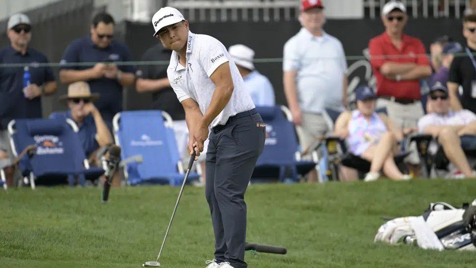 Kurt Kitayama watches his putt on the eighth green during the second round of the Arnold Palmer Invitational golf tournament, Friday, March 3, 2023, in Orlando, Fla. (AP Photo/Phelan M. Ebenhack)