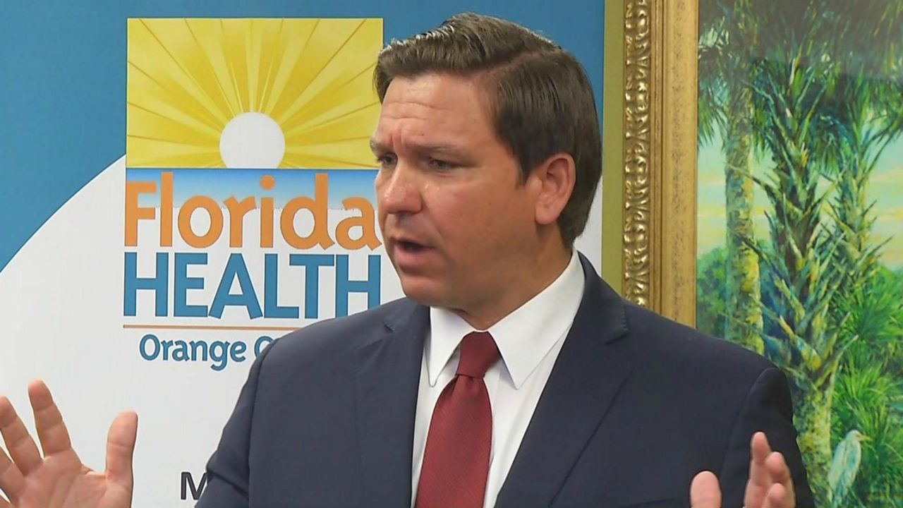 Gov. Ron DeSantis speaks Wednesday at the Orange County Health Department about the latest state case of COVID-19, diagnosed in a patient who is in isolation in Washington state. (Spectrum News)