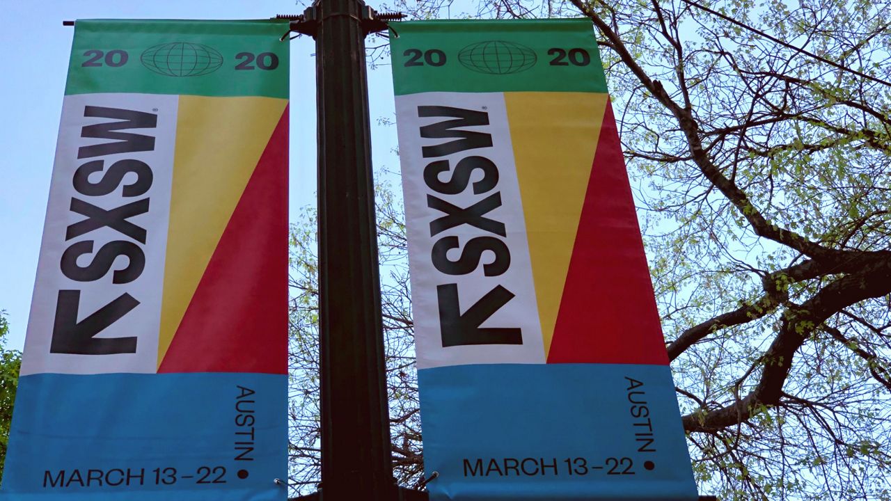 SXSW 2020 banners hanging in downtown Austin. (Spectrum News/File)