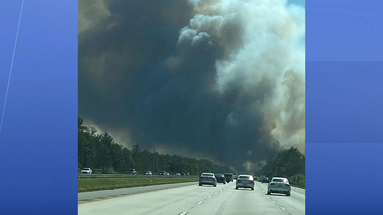 I-4 in Volusia County near Daytona International Speedway has been shut down due to a brush fire. (Photo courtesy of Deltona Mayor Heidi Herzberg)