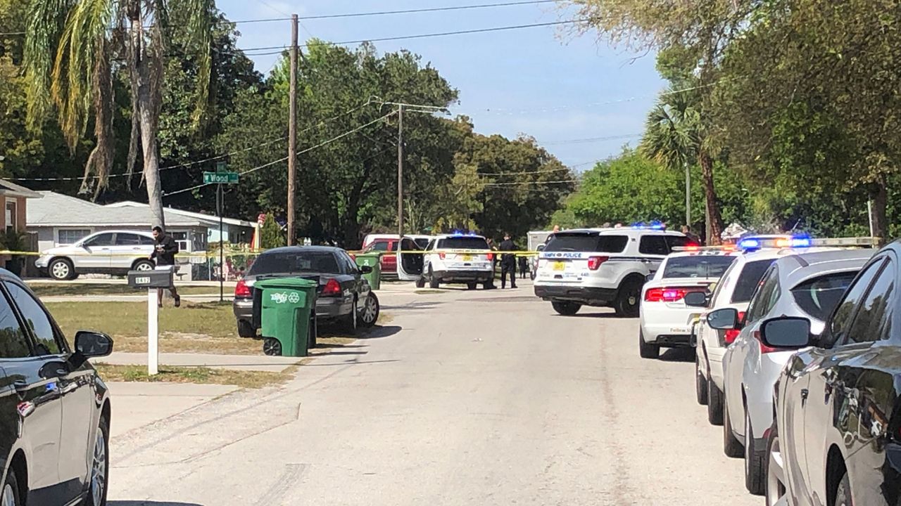 Tampa Police vehicles near the scene of a reported shooting in the 8400 block of North Orleans Avenue in Tampa, Monday, March 9, 2020. (Laurie Davison/Spectrum Bay News 9)
