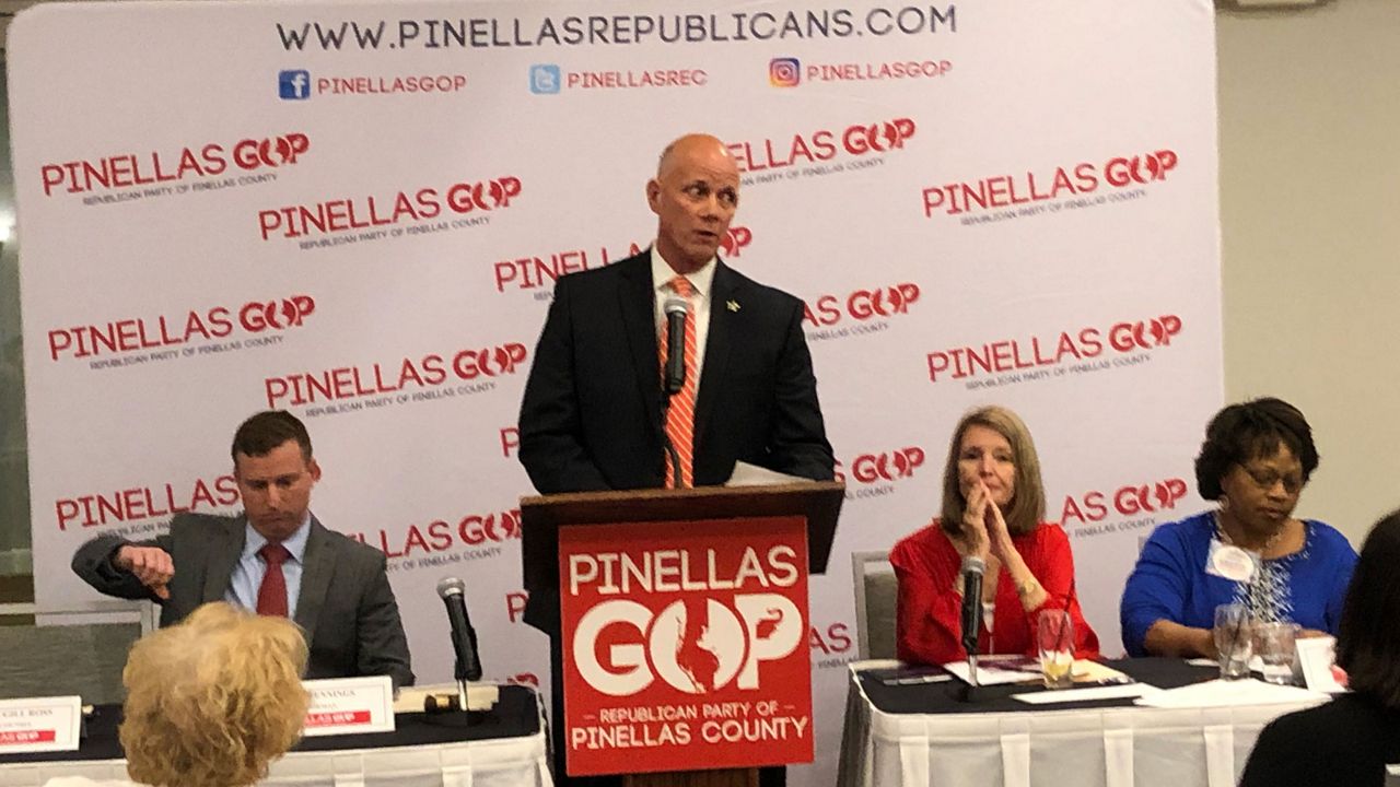 Pinellas Sheriff Bob Gualtieri speaking to the Pinellas County Republican Executive Committee in Clearwater, Monday, March 9, 2020. (Mitch Perry/Spectrum Bay News 9)