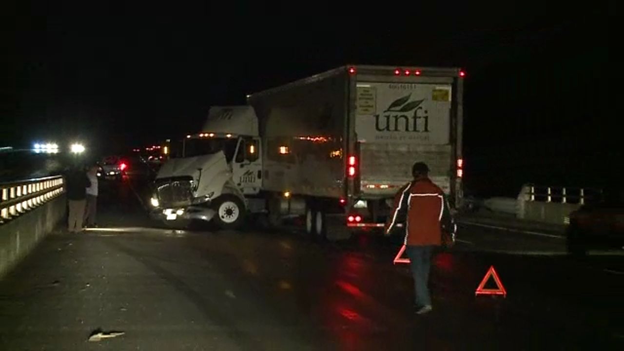 Jack-knifed semi