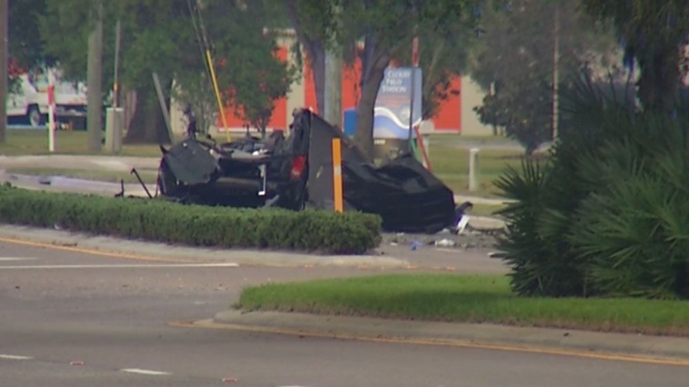 One of the vehicle wrecks from a deadly 5-vehicle crash in St. Cloud. (Spectrum News)