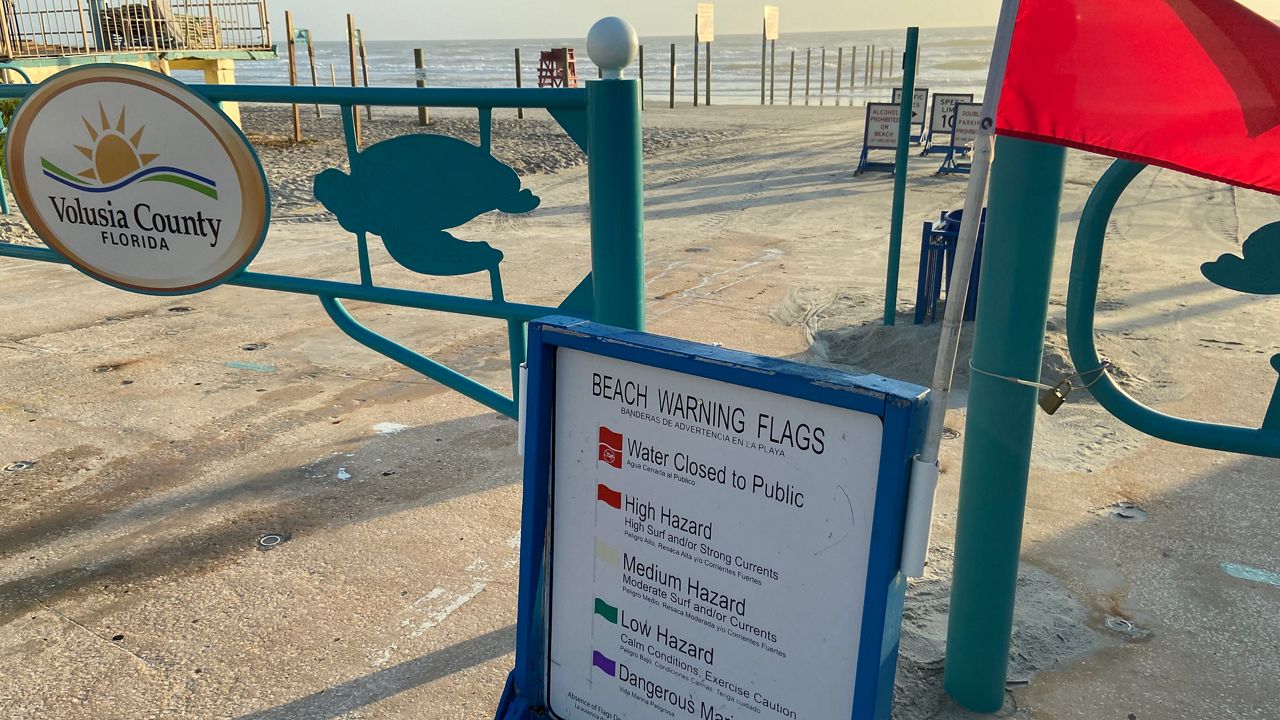 Beach safety officials say more Red Flags are being flown this morning after the surf picked up overnight. (Spectrum News/Vincent Earley)