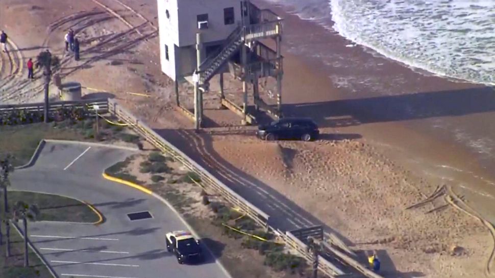 A vehicle veered off an Ormond Beach roadway, went through a parking lot, and struck several children on the beach Wednesday afternoon, troopers said. (Sky 13)