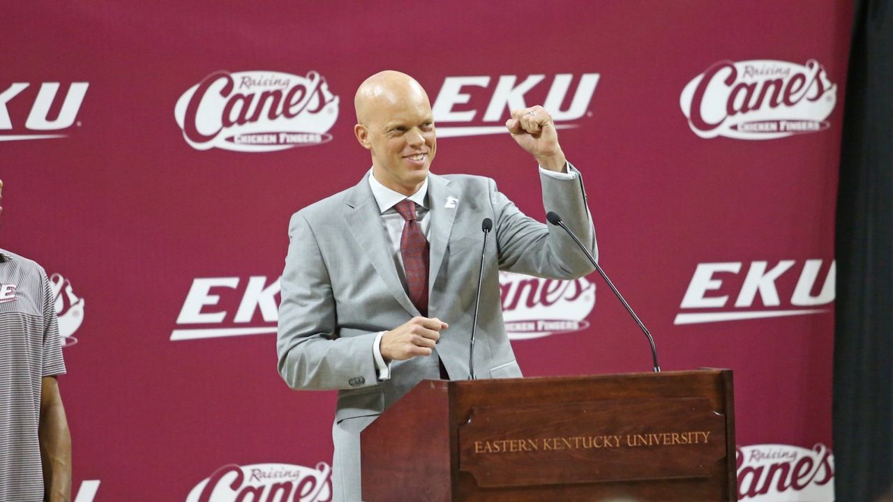 EKU men's basketball coach A.W. Hamilton at his introductory press conference.