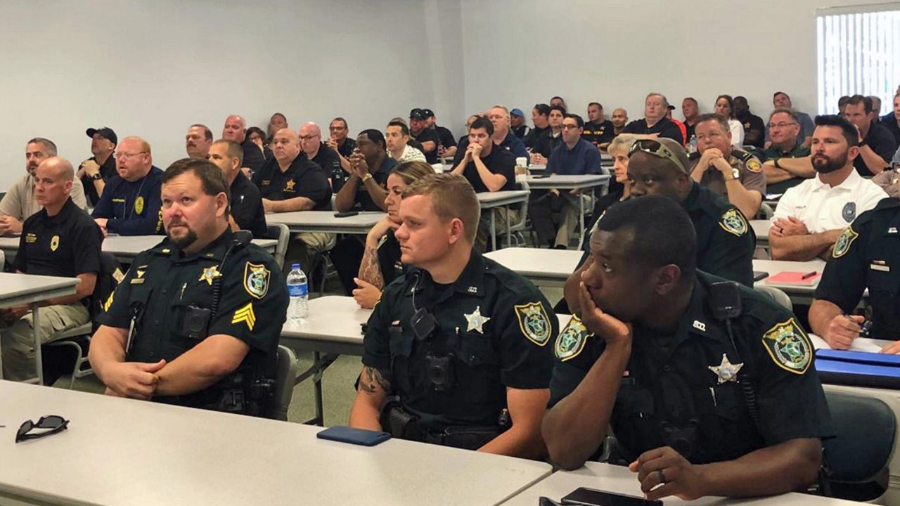 Law enforcement agencies gather at Volusia County Sheriff's Office training facility to learn from the response to 2018's Parkland school shooting. (Nicole Griffin/Spectrum News 13)