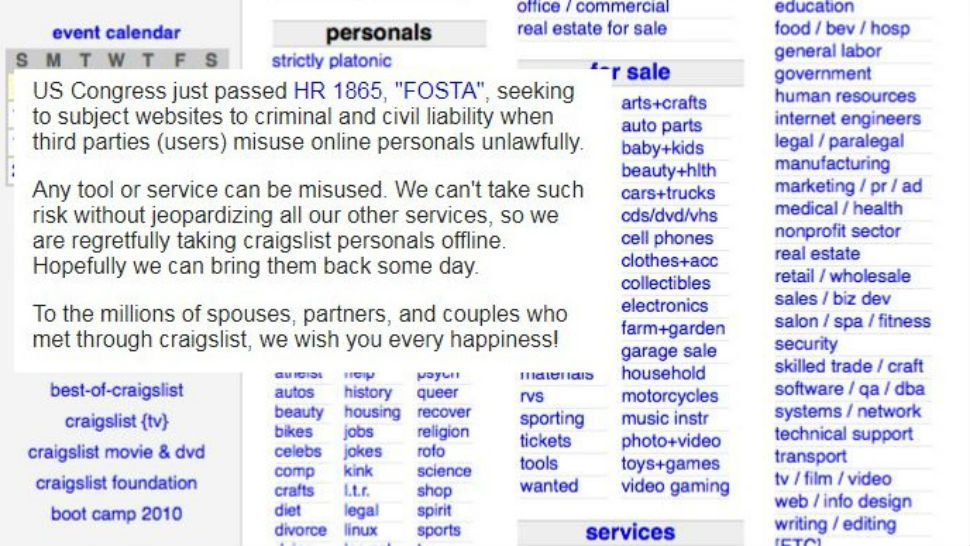 Say farewell to the Craigslist personals section