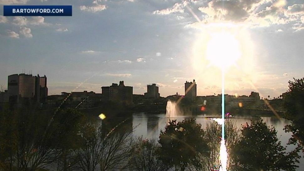 The warm sun shines bright over downtown Lakeland on Sunday afternoon. (Sky 9 camera)