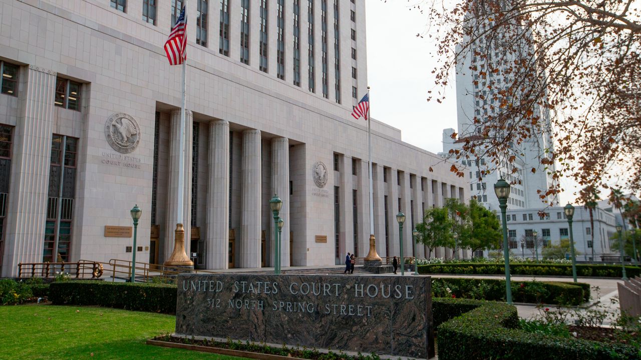 The United States Court House building, known as Spring Street Courthouse, is seen from North Spring Street in downtown Los Angeles Wednesday, Jan. 8, 2020. (AP Photo/Damian Dovarganes)