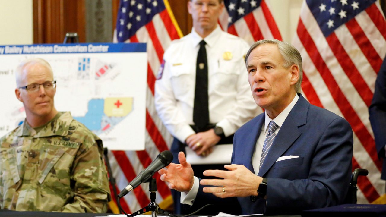 Photo of Gov. Greg Abbott at the State Capitol on March 29, 2020 (AP Images)