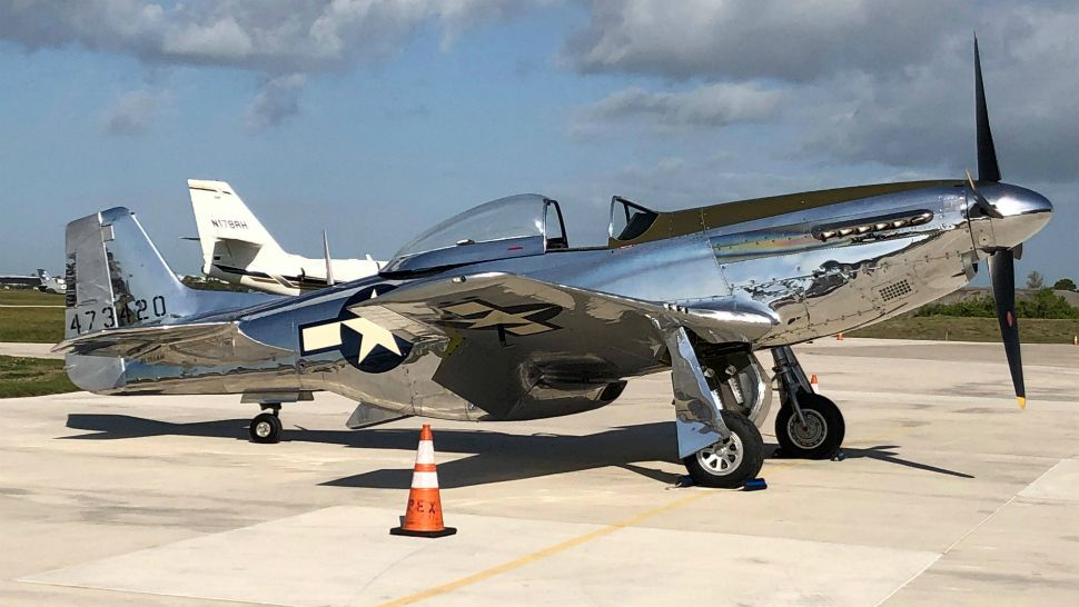 A vintage P-51 Mustang will be on display at Orlando-Melbourne International Airport as part of the 2019 Melbourne Air and Space Show. (Jonathan Shaban/Spectrum News)