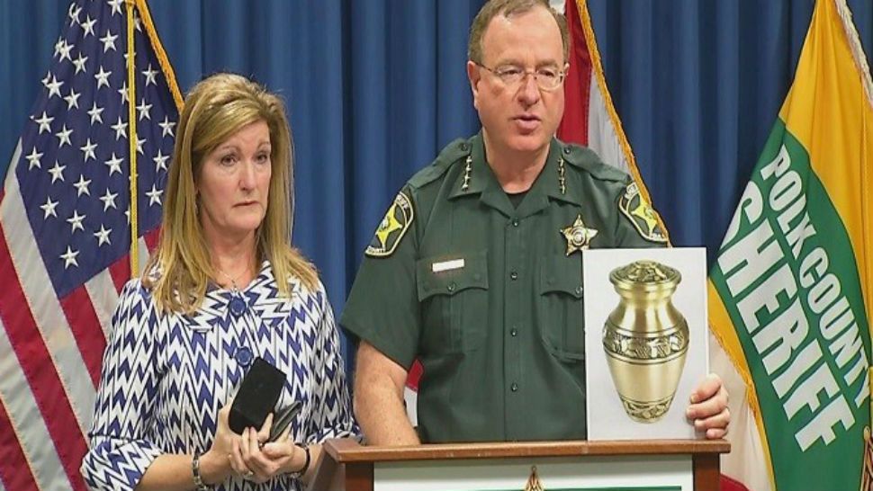 Michele Newsome immediately reported the burglary to the sheriff's Office. She also appeared at a news conference with Polk County Sheriff Grady Judd. (Courtesy/Spectrum Bay News)