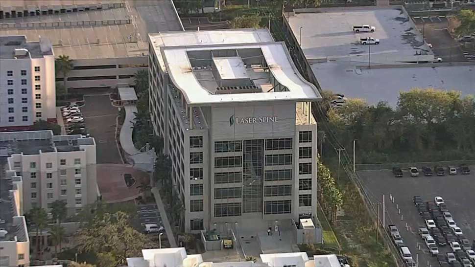 Aerial view of Laser Spine Institute building in Tampa