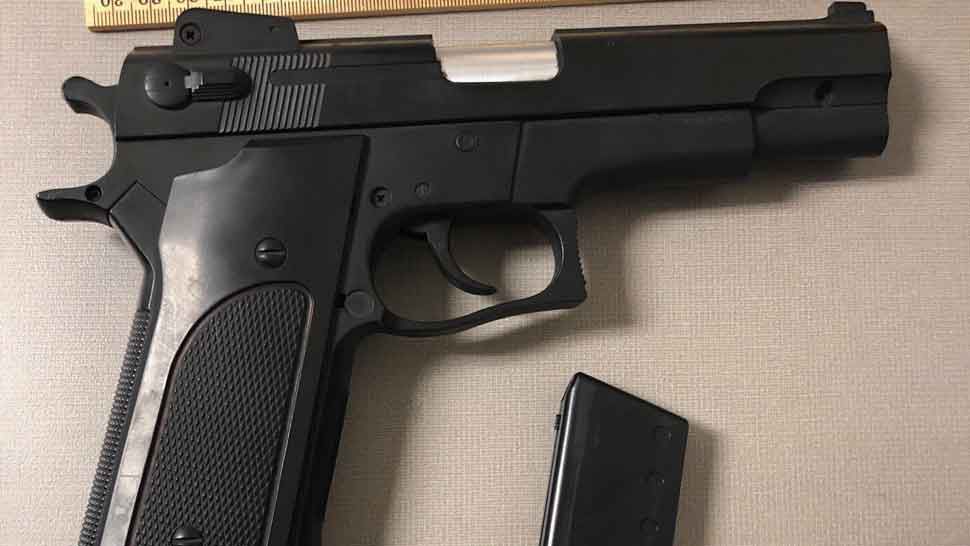 A Wesley Chapel high school student brought this pellet gun to school on Tuesday, March 12, 2019. Pasco County Sheriff's Office deputies learned of the weapon after the teen took pictures of himself with it and posted them to Snapchat. (Tim Wronka/Spectrum Bay News 9)