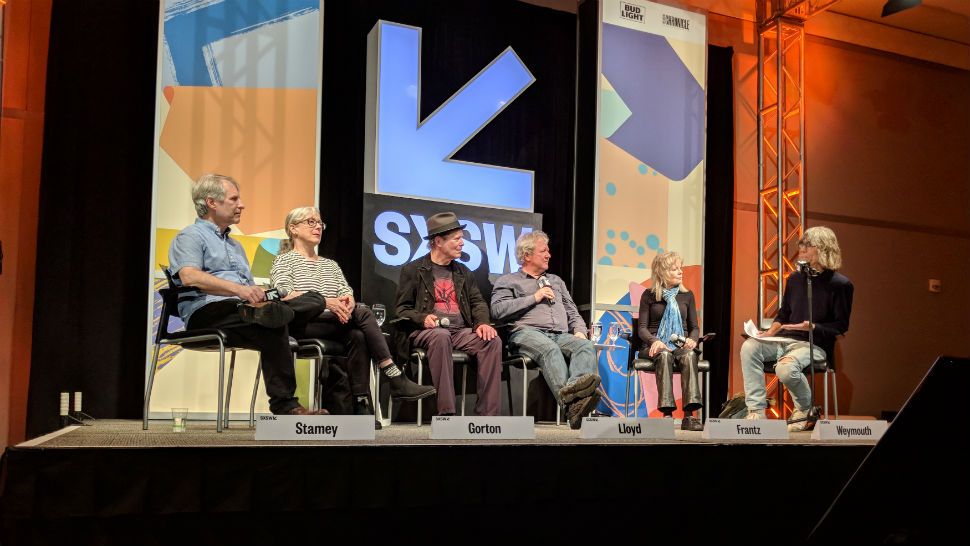 Pictured, from left to right: Chris Stamey, Julia Gorton, Chris Frantz, Tina Weymouth and David Fricke speak during the SXSW "From CBGB to the World – A Downtown Diaspora" panel on Friday, March 16, 2018.
