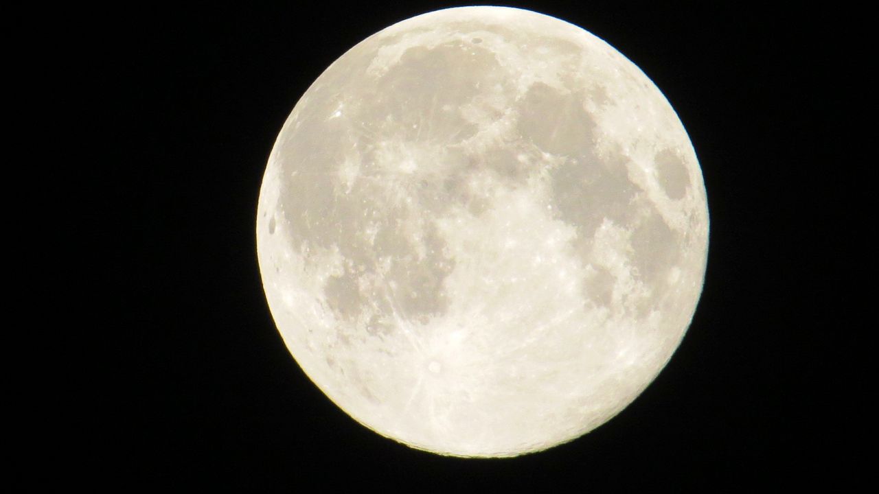 This supermoon was captured on Wednesday, April 8, 2020. This supermoon is expected to be the biggest and brightest of four supermoons this year. (Anthony Leone/Spectrum News)